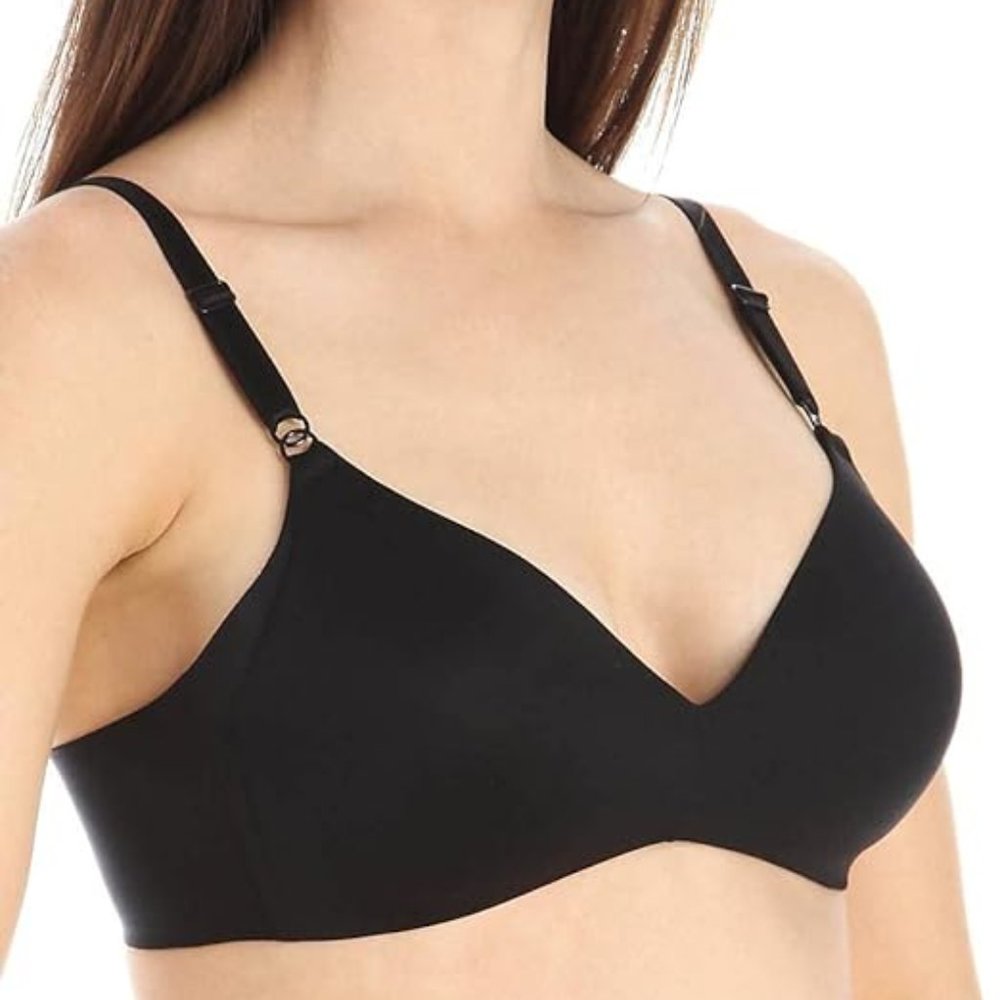 Warner No Side Effects Wireless Black Bra Lightly Lined Size 34A